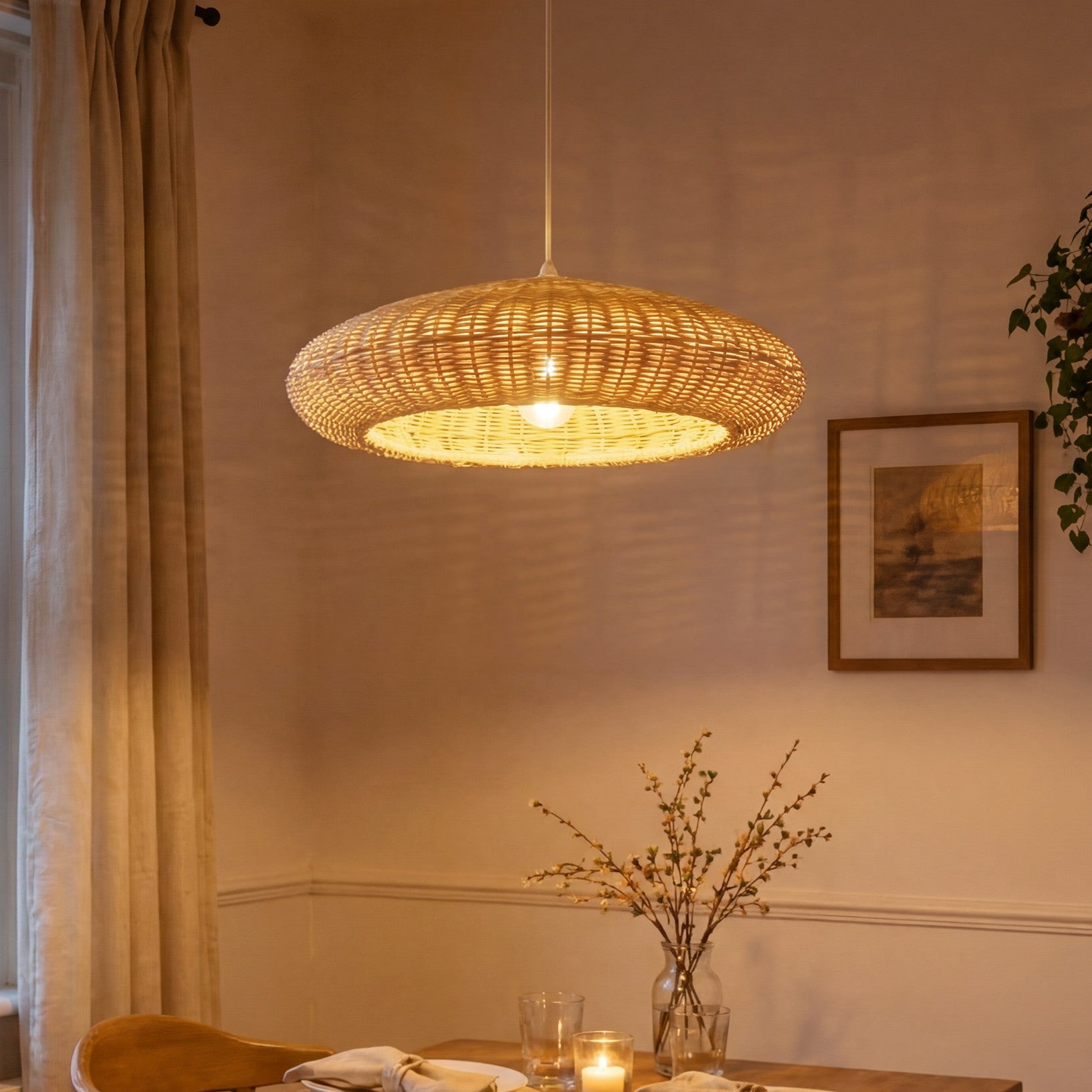 Shell Inspired Rattan Pendant Light Serenity