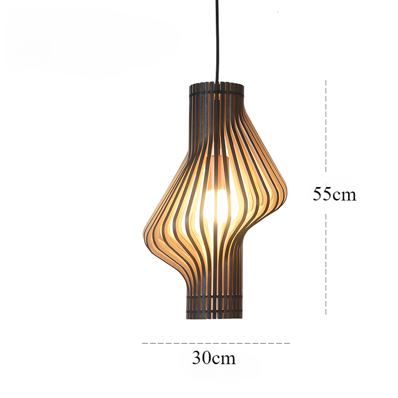 Gyro-Shaped LED Wood Art Pendant Light