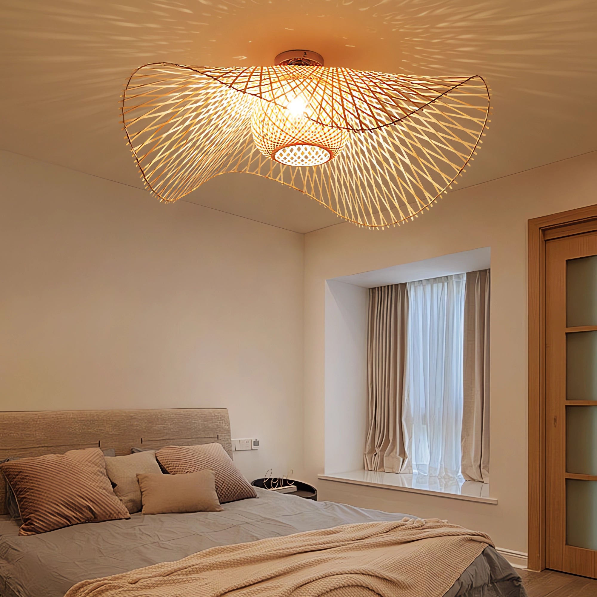 Bamboo Wave Art LED Ceiling Light