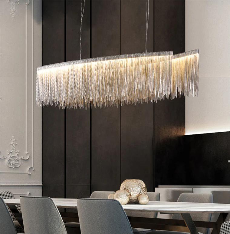 LED Modern Luxe Artistic Fringe Metal Chandelier Light