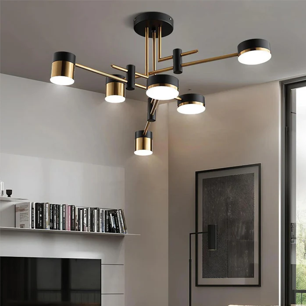 Metal Black And Gold Ceiling Light with LED Bulbs