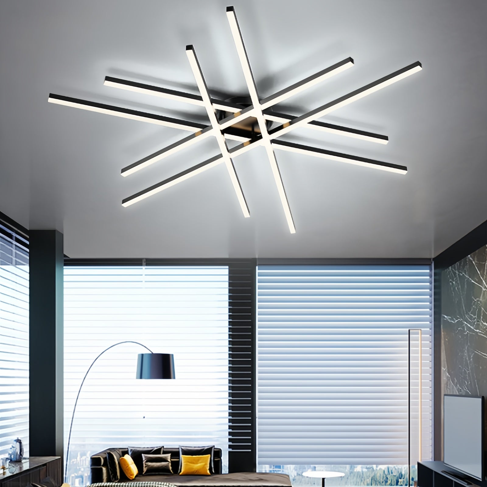 Elegant Contemporary Linear Flush Mount LED Metal Ceiling Light for Living Space