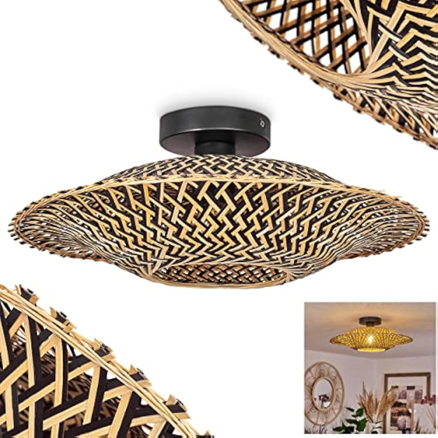 Bamboo Radiance Handwoven LED Ceiling Light