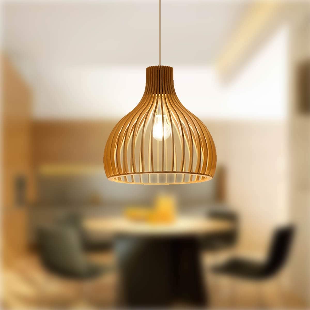 Nordic Wooden Cage Hanging Pendant Light