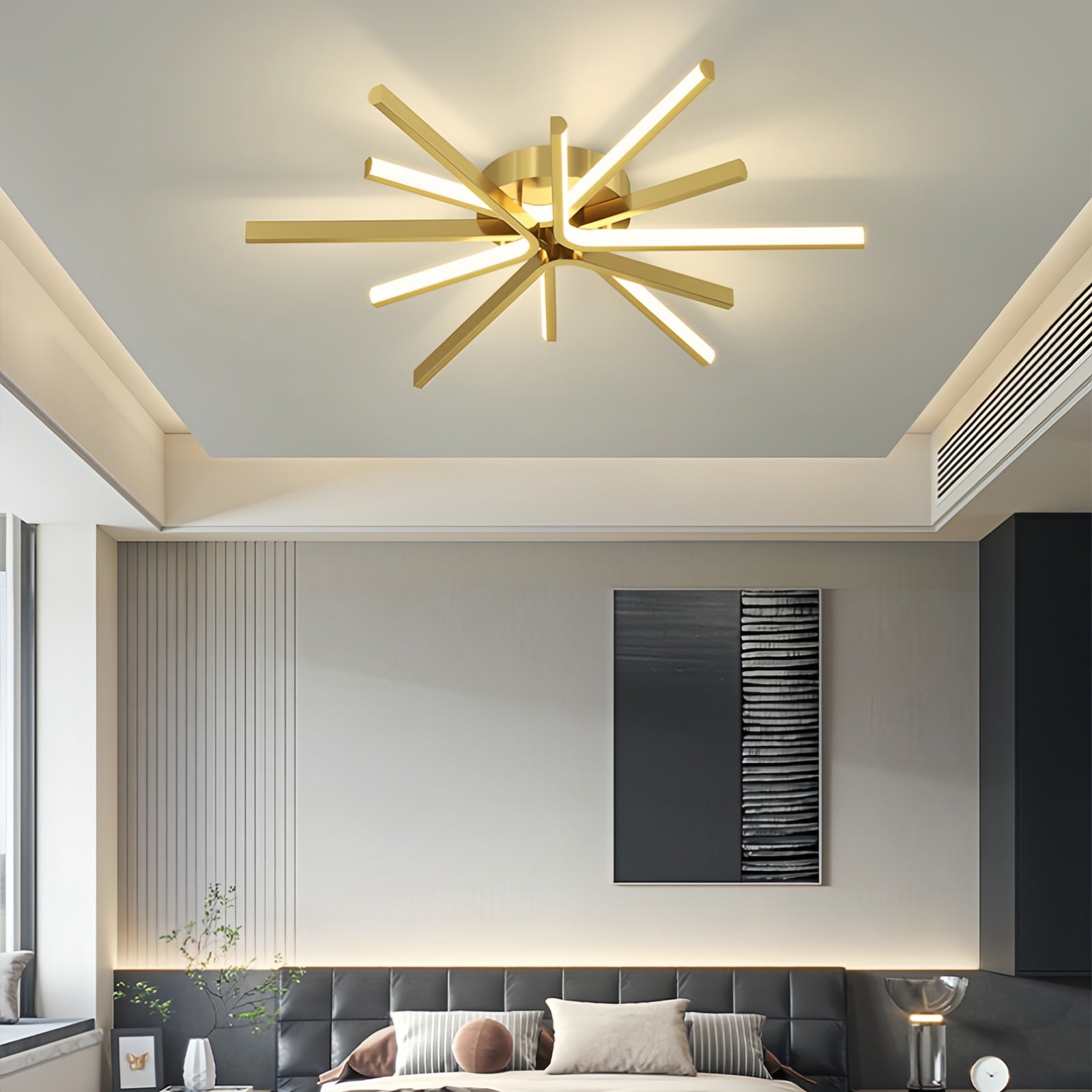 Minimalist Style LED Linear Shape Copper Ceiling Light Fixture