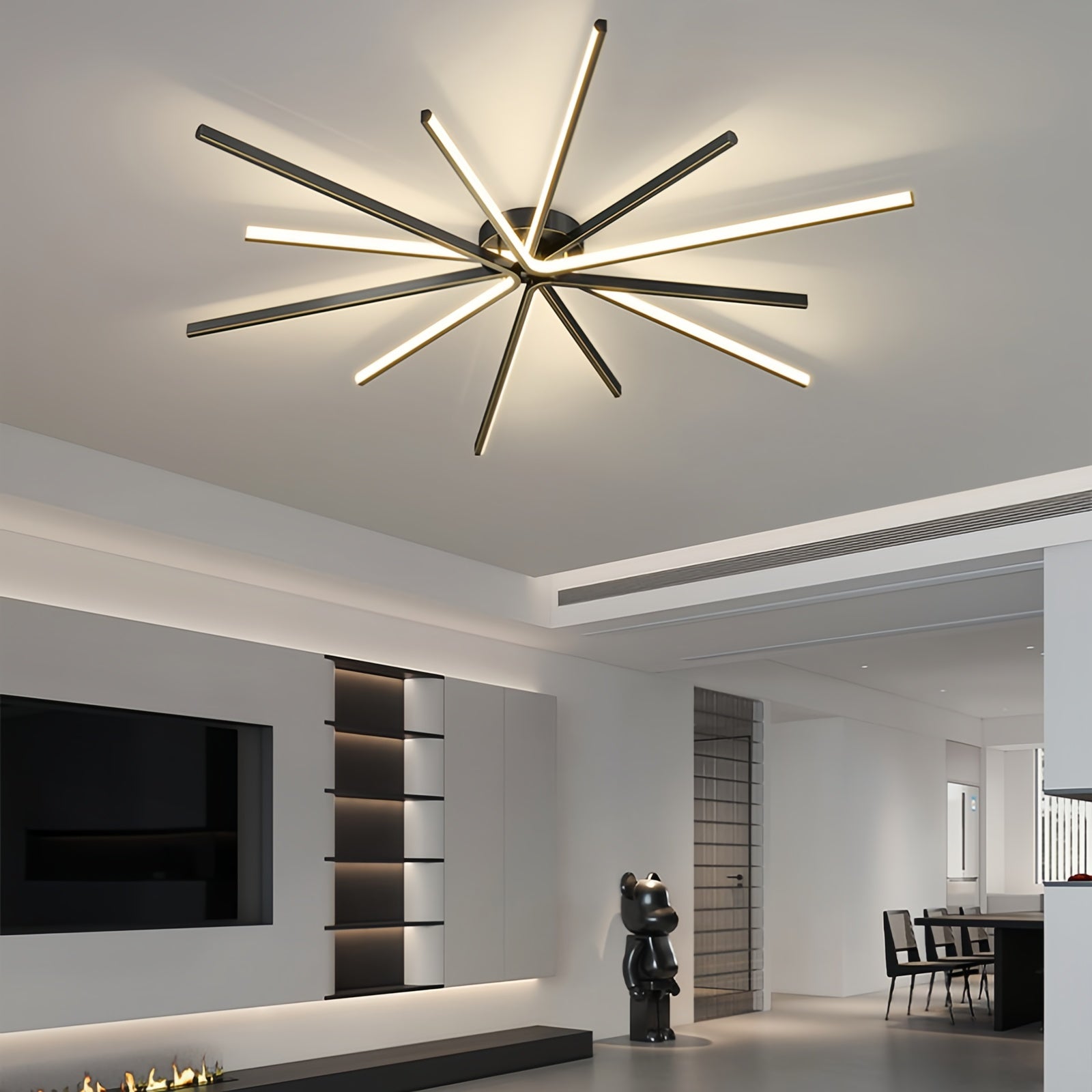 Minimalist Style LED Linear Shape Copper Ceiling Light Fixture