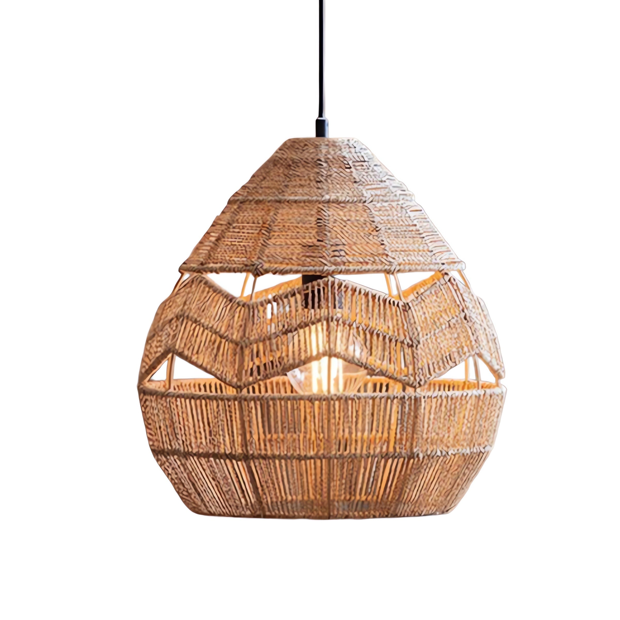 Handwoven Hemp Rope Pendant Light Retro Hanging Lamp