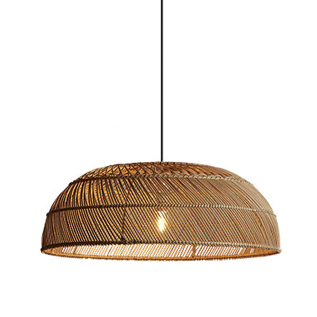 Handcrafted Rattan LED Lid-Shaped Pendant Light