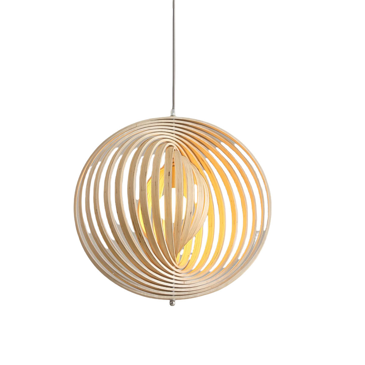 Rotating Circular Moon Wooden LED Pendant Light