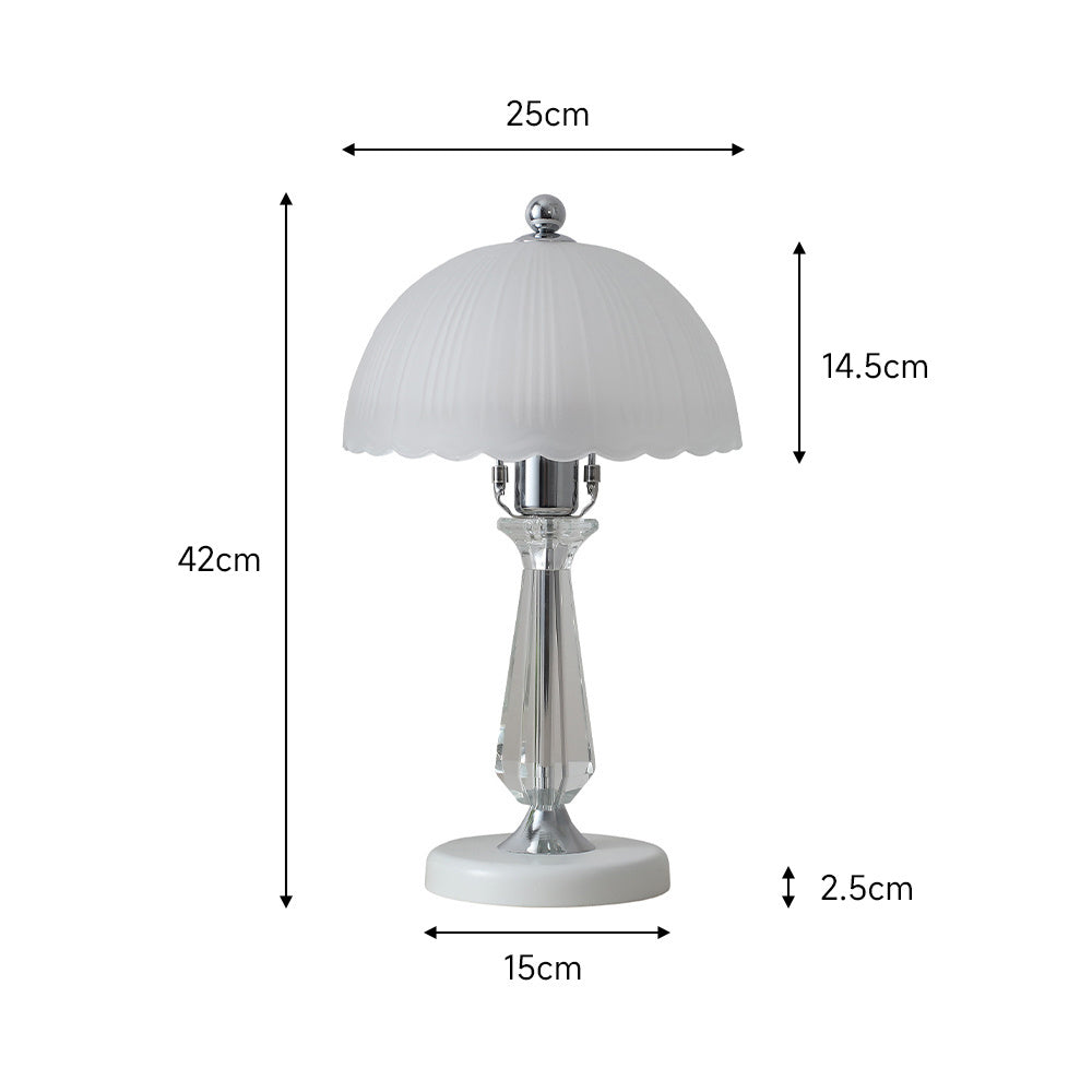 Crystal Table Lamp with Scalloped Lampshade