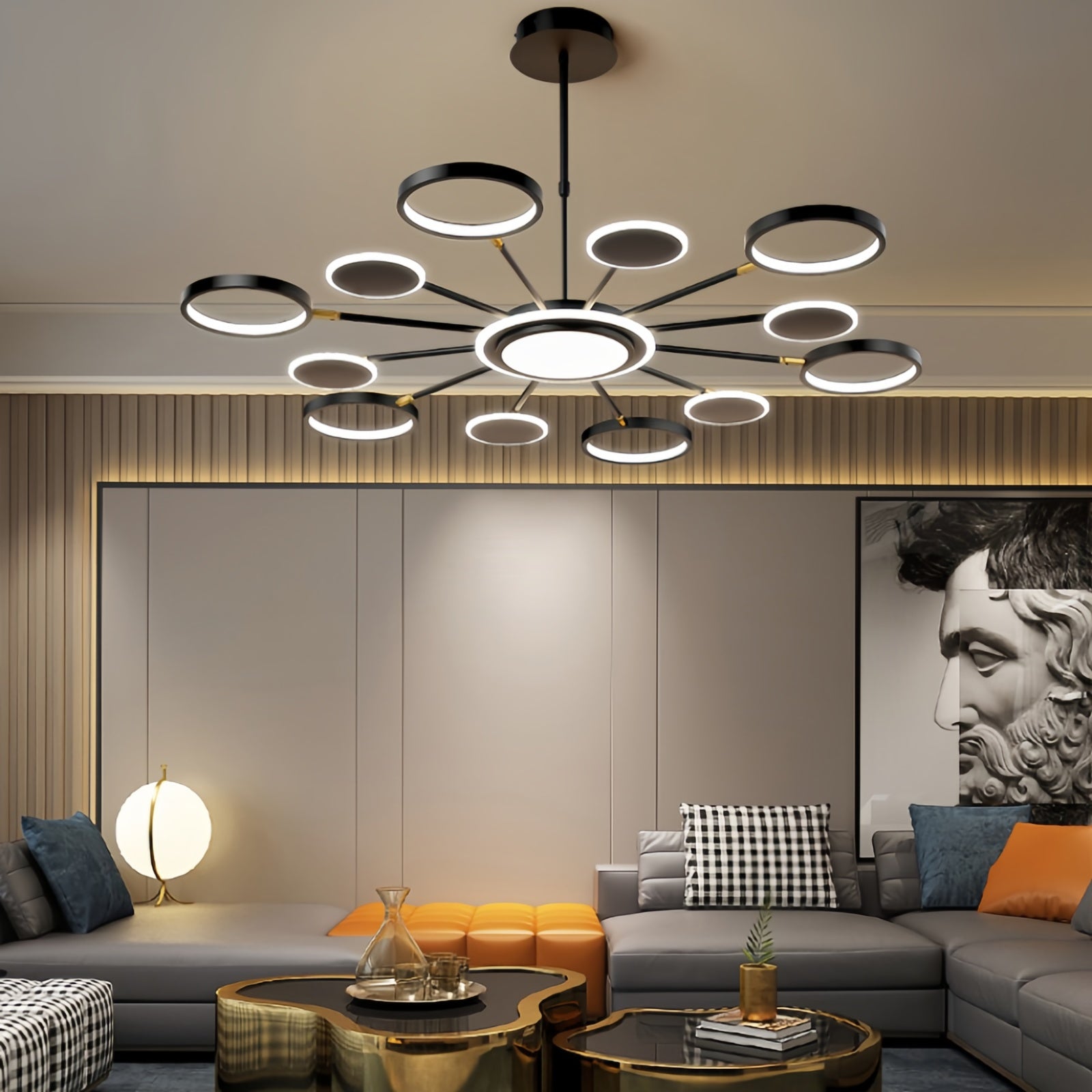 Moder LED Light Fixture Metal Circle Shape Ceiling Pendant Light