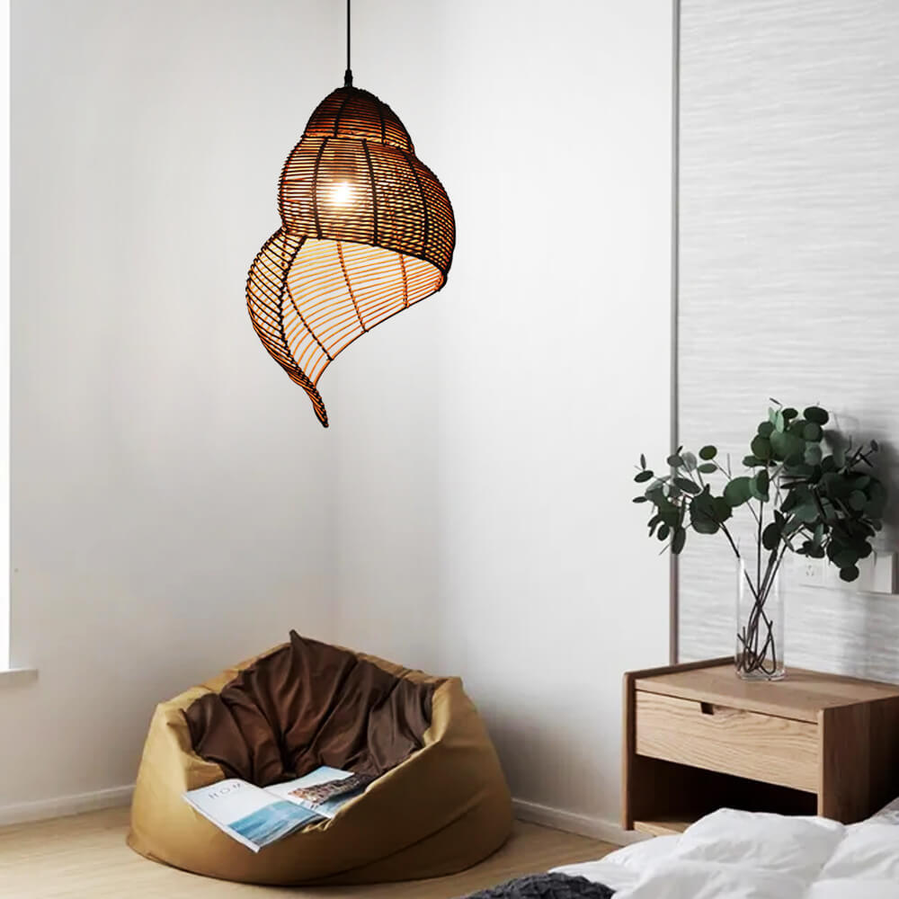 Creative Rattan Conch Pendant Light for Home Lighting Decor