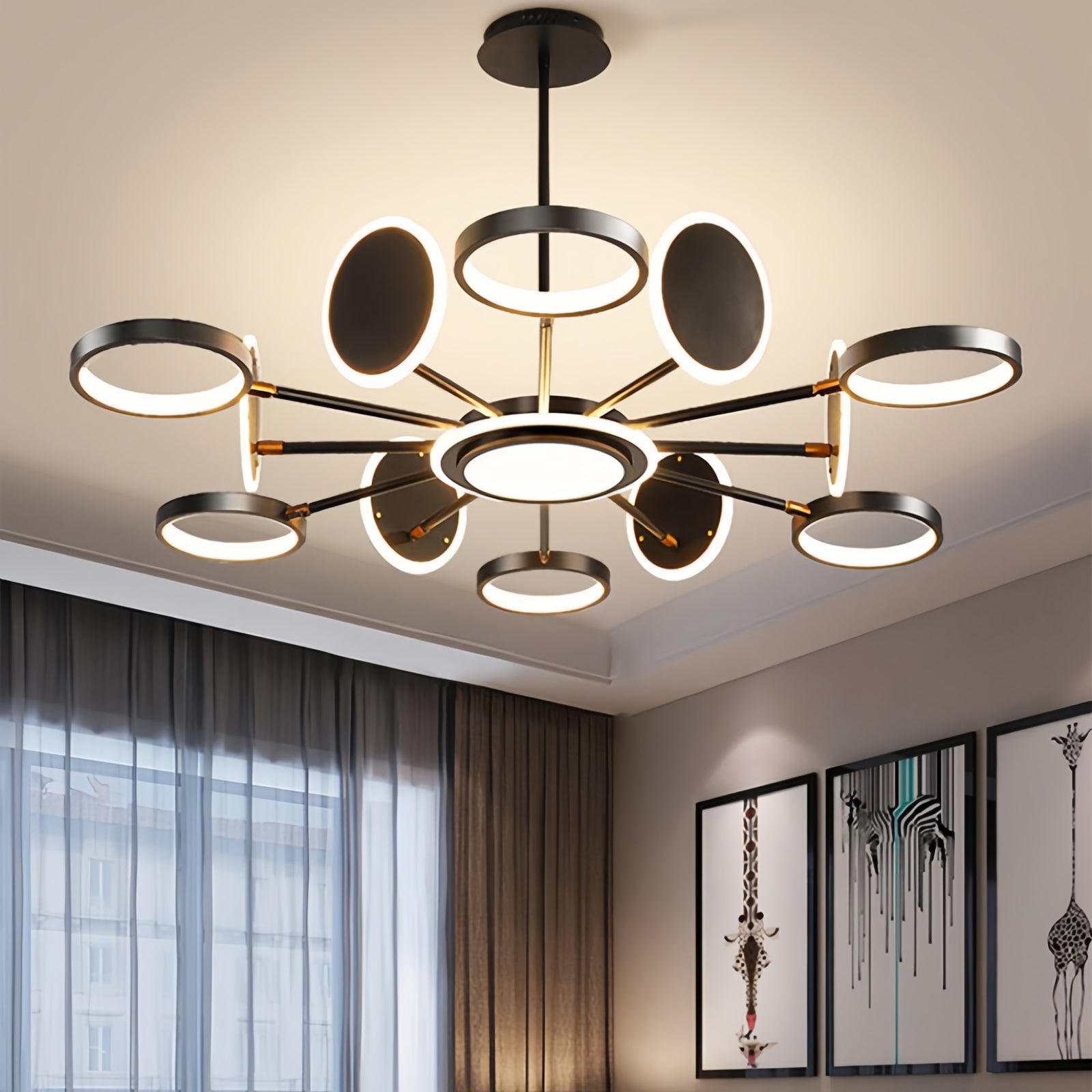 Moder LED Light Fixture Metal Circle Shape Ceiling Pendant Light