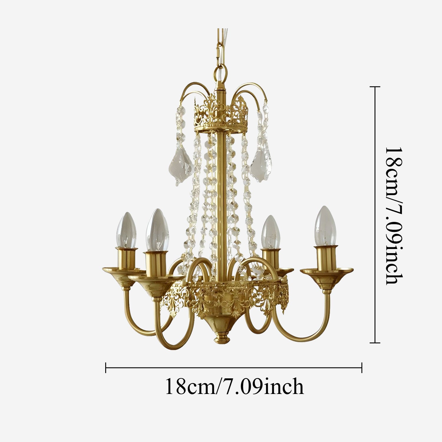 4-Lights Candle Shape Pendant Light Fixtures with Transparent Crystal