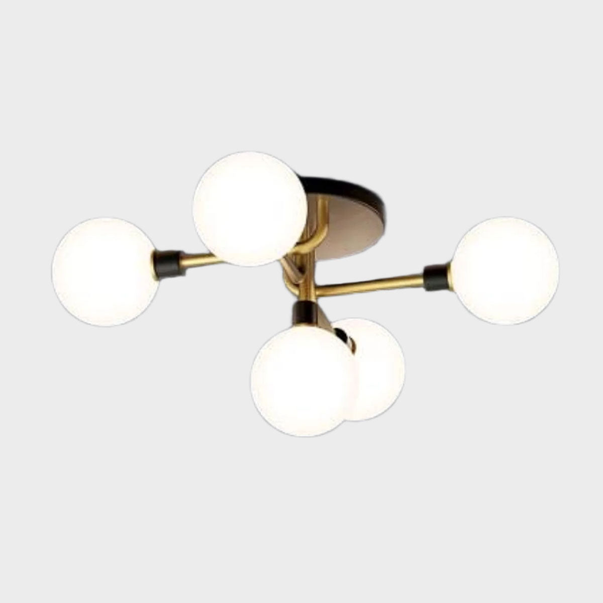 Brass-Arm Globe-Shade Mini Chandelier Flush Mount Ceiling Light