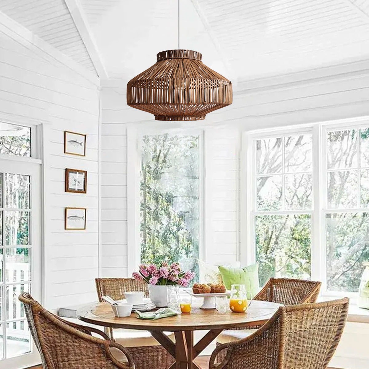 Natural Woven Rattan Pendant Light for Modern Boho Interiors