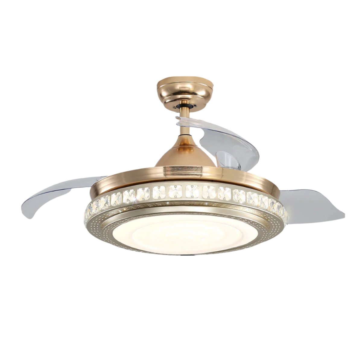 Fancy 42 Inch Crystal Ceiling Fan Light with Retracted Blades