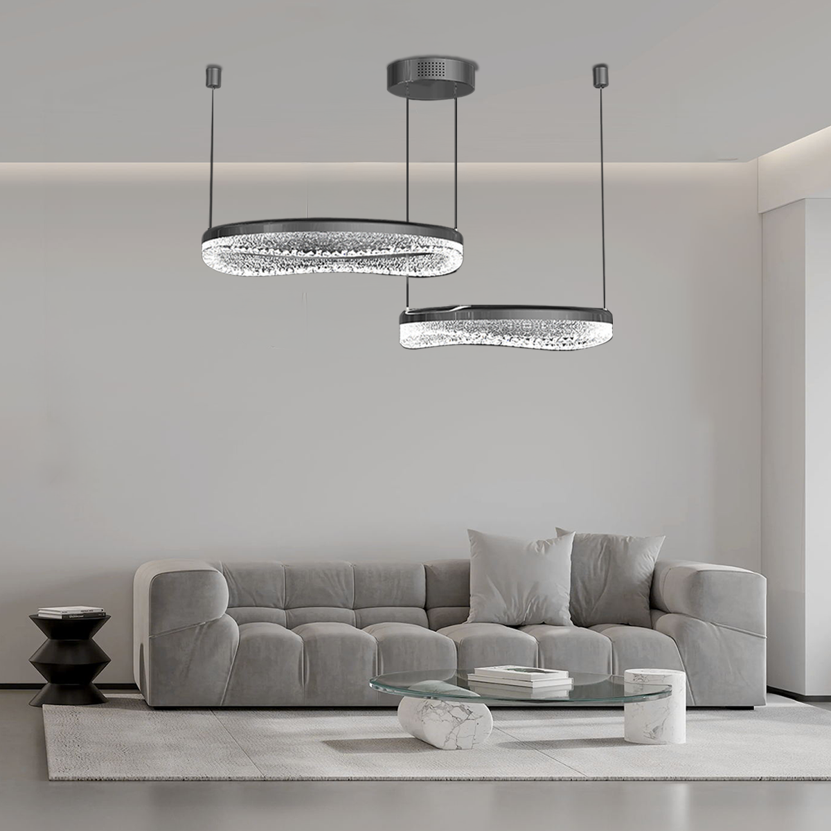 Pearl Black Wave LED Pendant Light in Aluminum Alloy