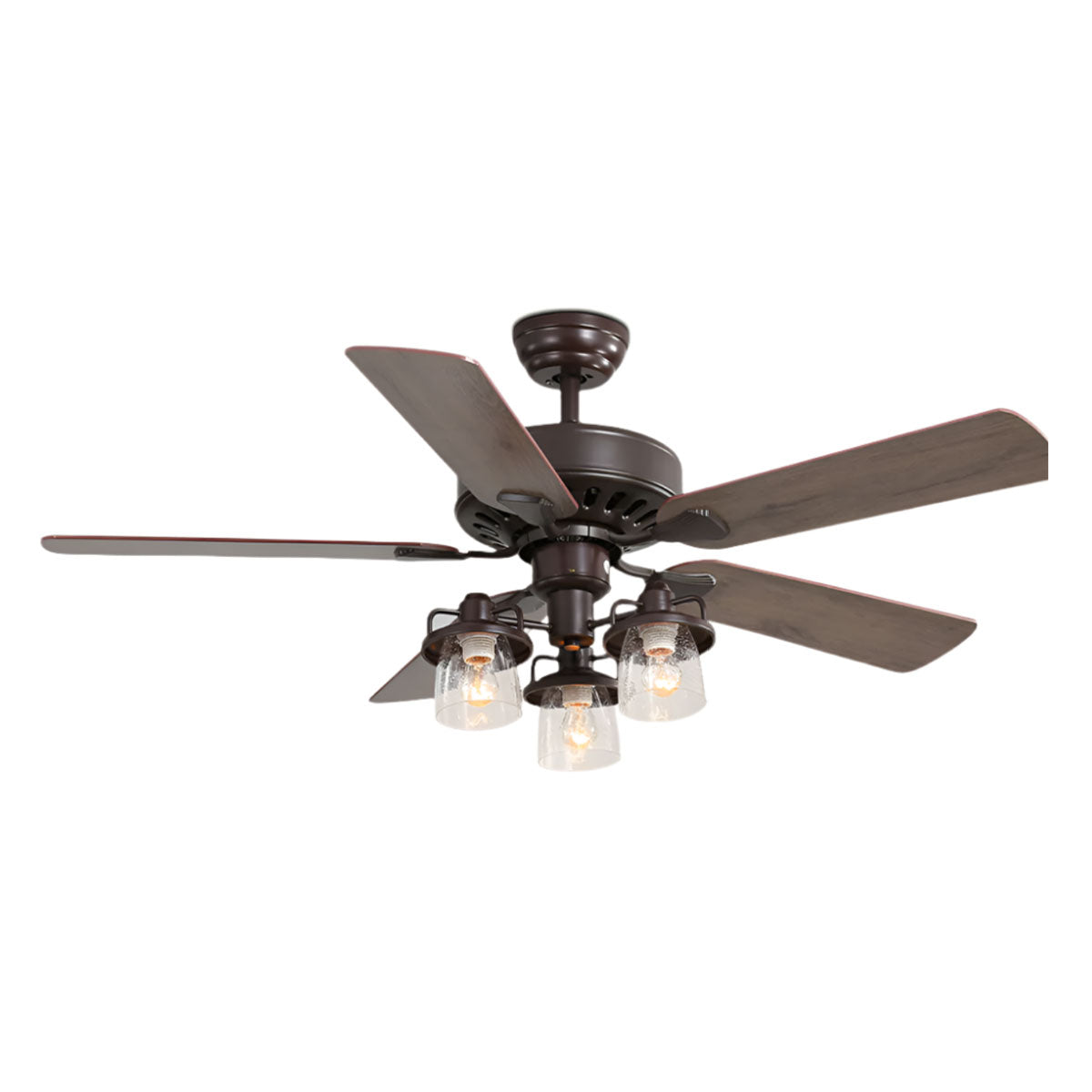 Wooden Ceiling Fan With 3 Head Lights & Remote