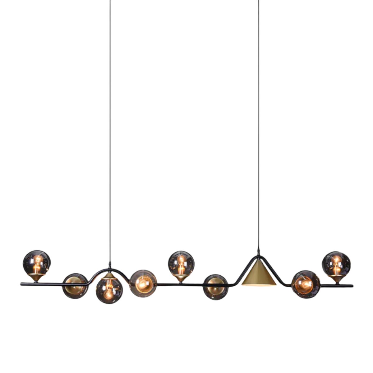 Modern Linear Geometric Spherical Glass Metal Pendant Light