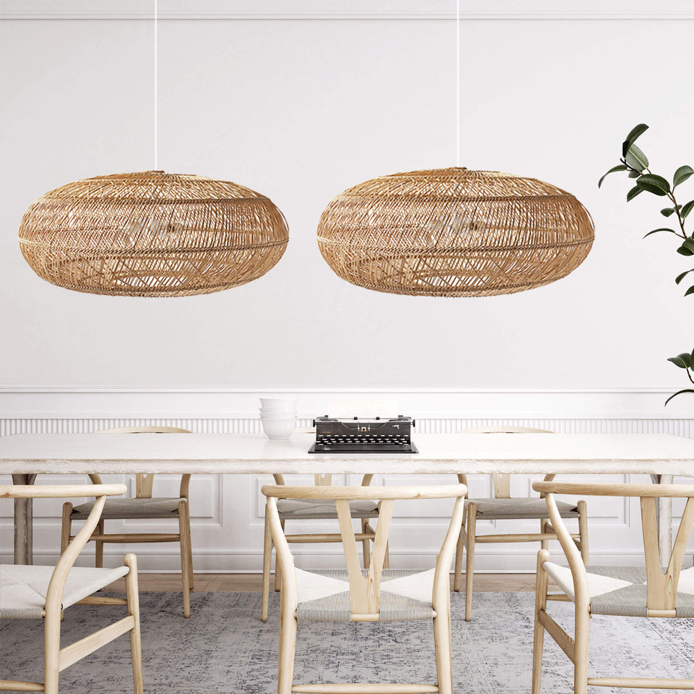 Rustic Elegance Rattan Hanging Pendant Light