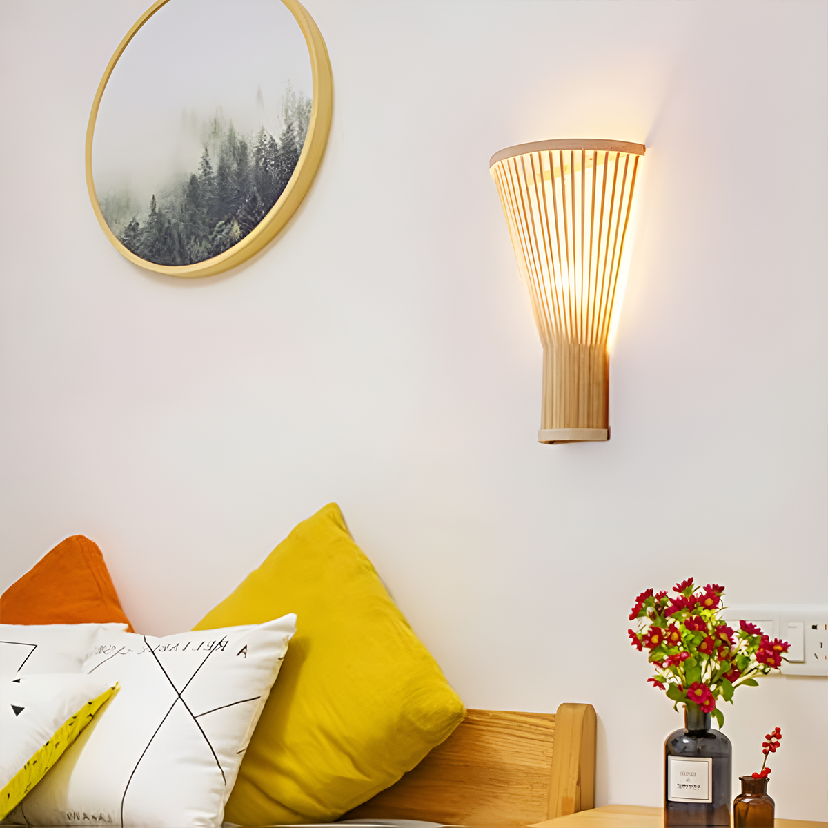 High-Quality Bamboo Craft Vase-Shaped LED Wall Light