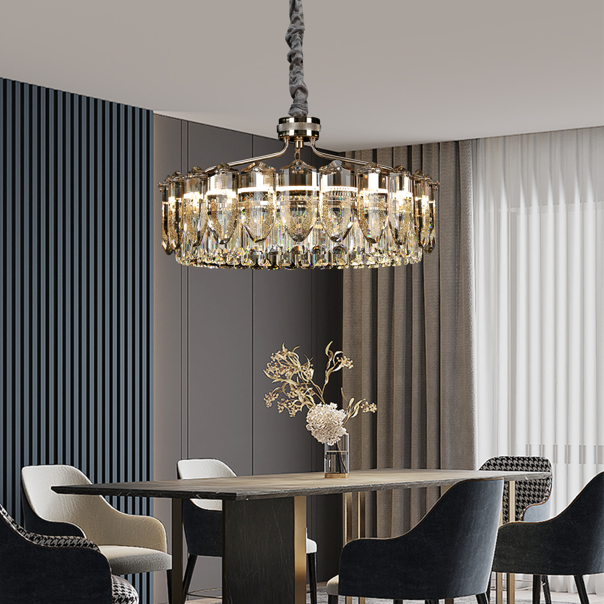 Opulent Crystal Elegance Adjustable Pendant Light