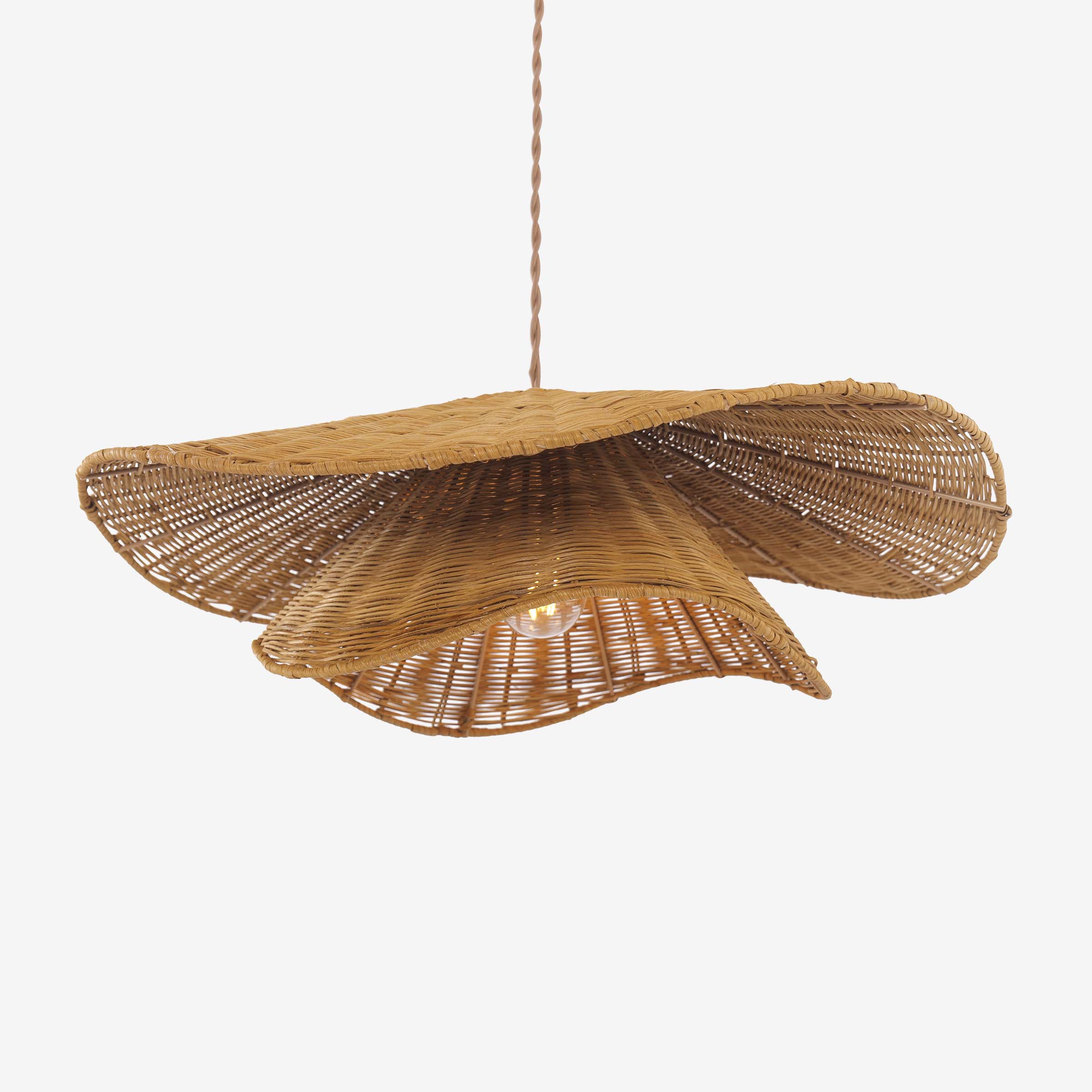 Organic Woven Rattan and Iron Pendant Light for Cozy Spaces