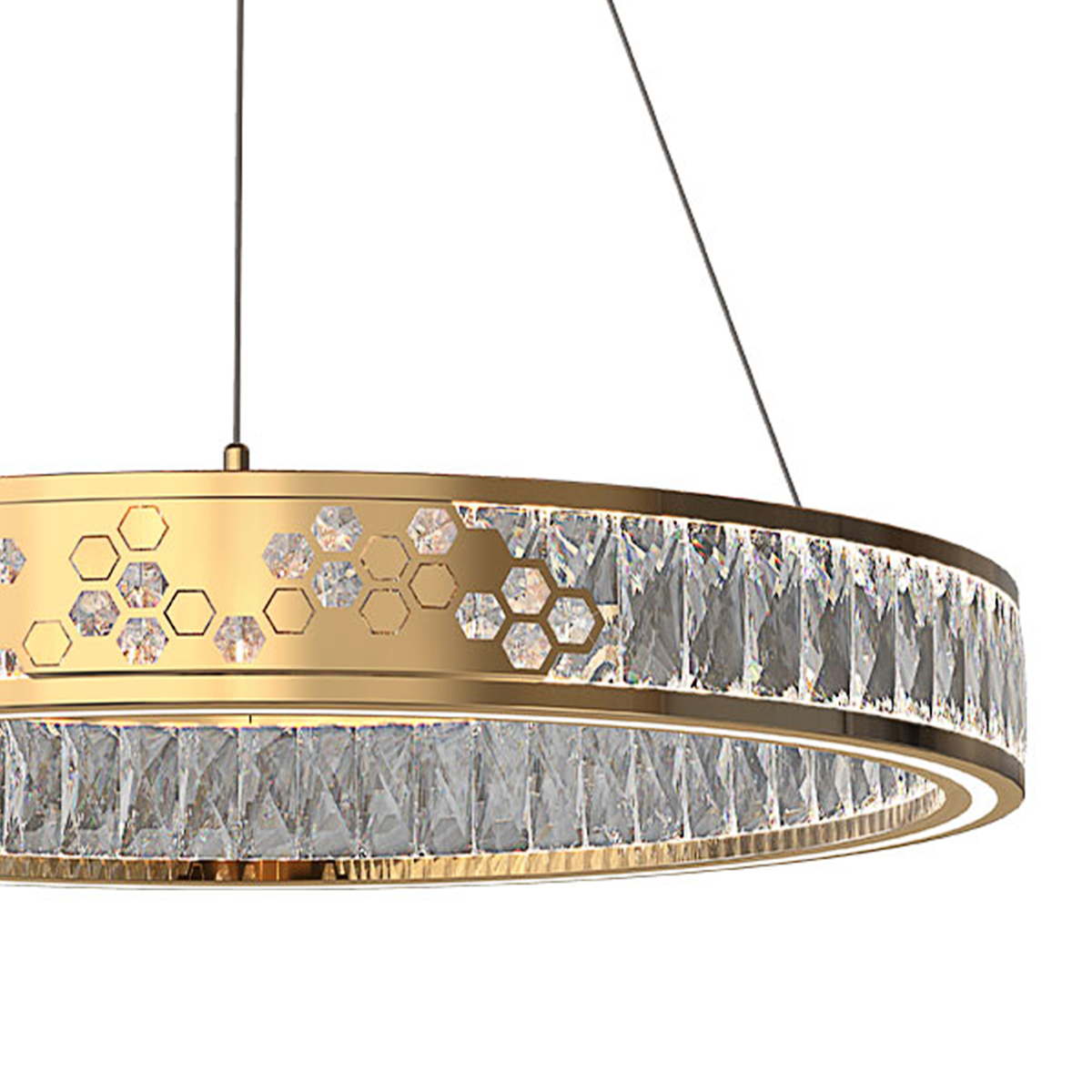 Luxurious Gold Crystal LED Halo Pendant Light