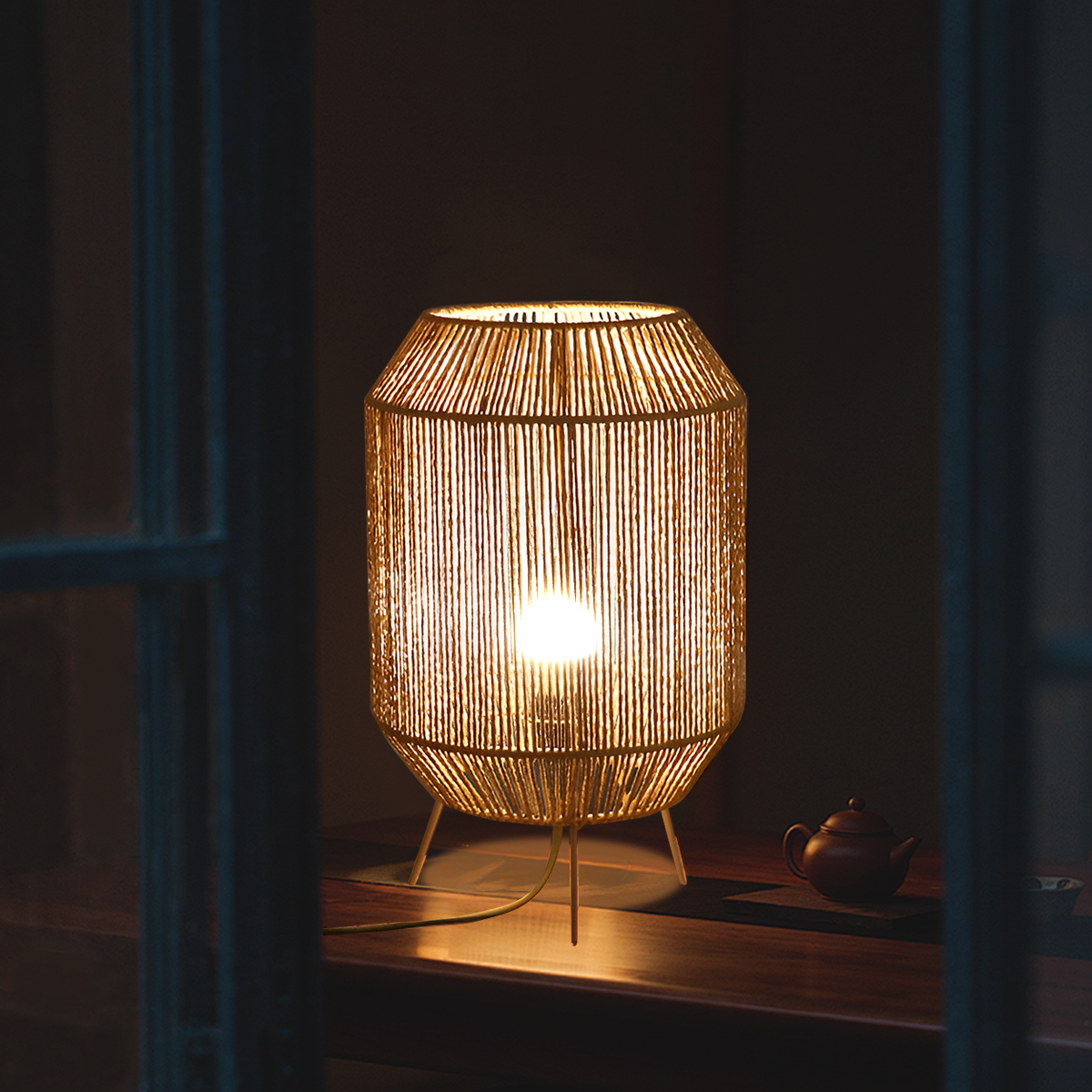 Handcrafted Paper Rope Table Lamp Perfect for Living Rooms