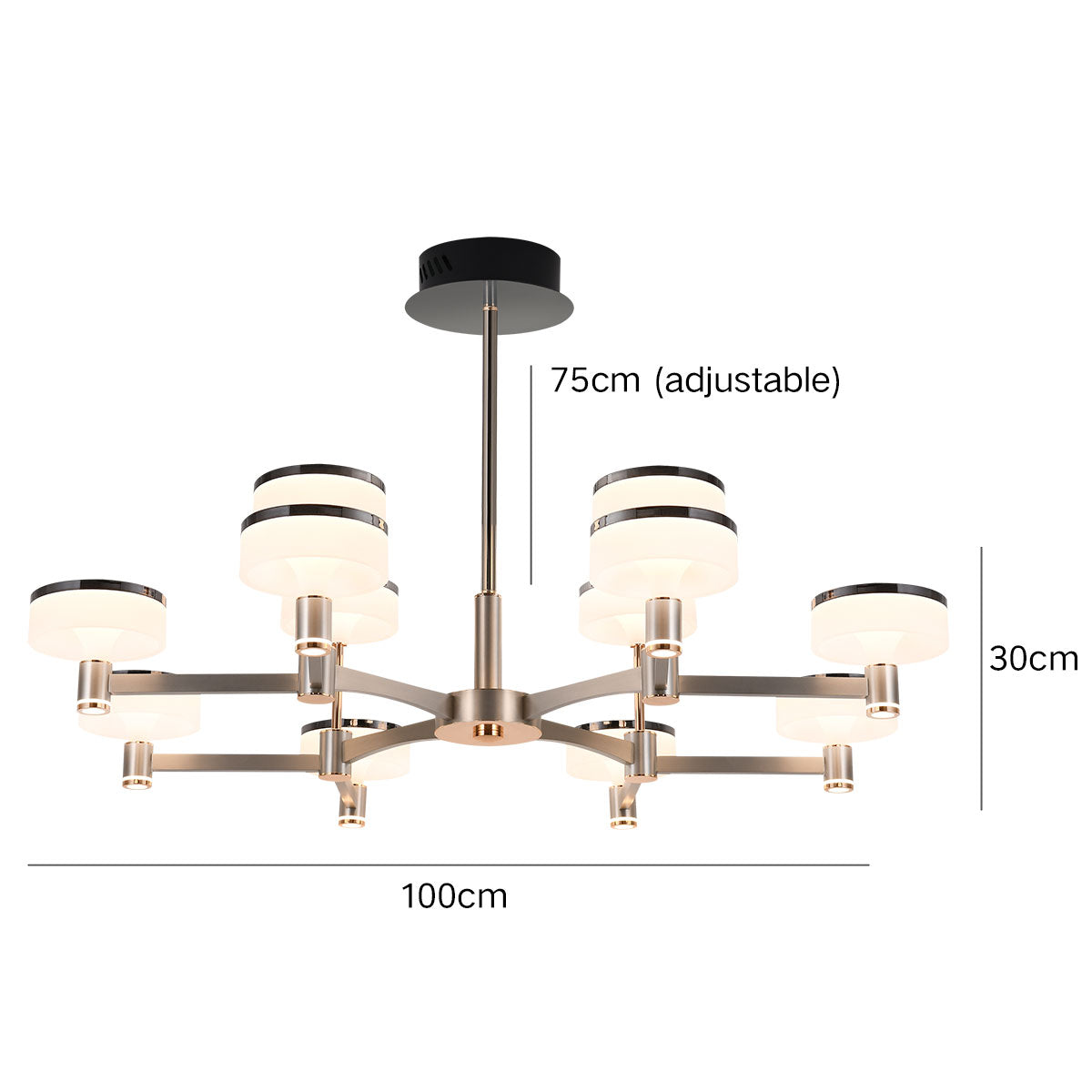 Aluminum Acrylic Chandelier with Three-Color Changing