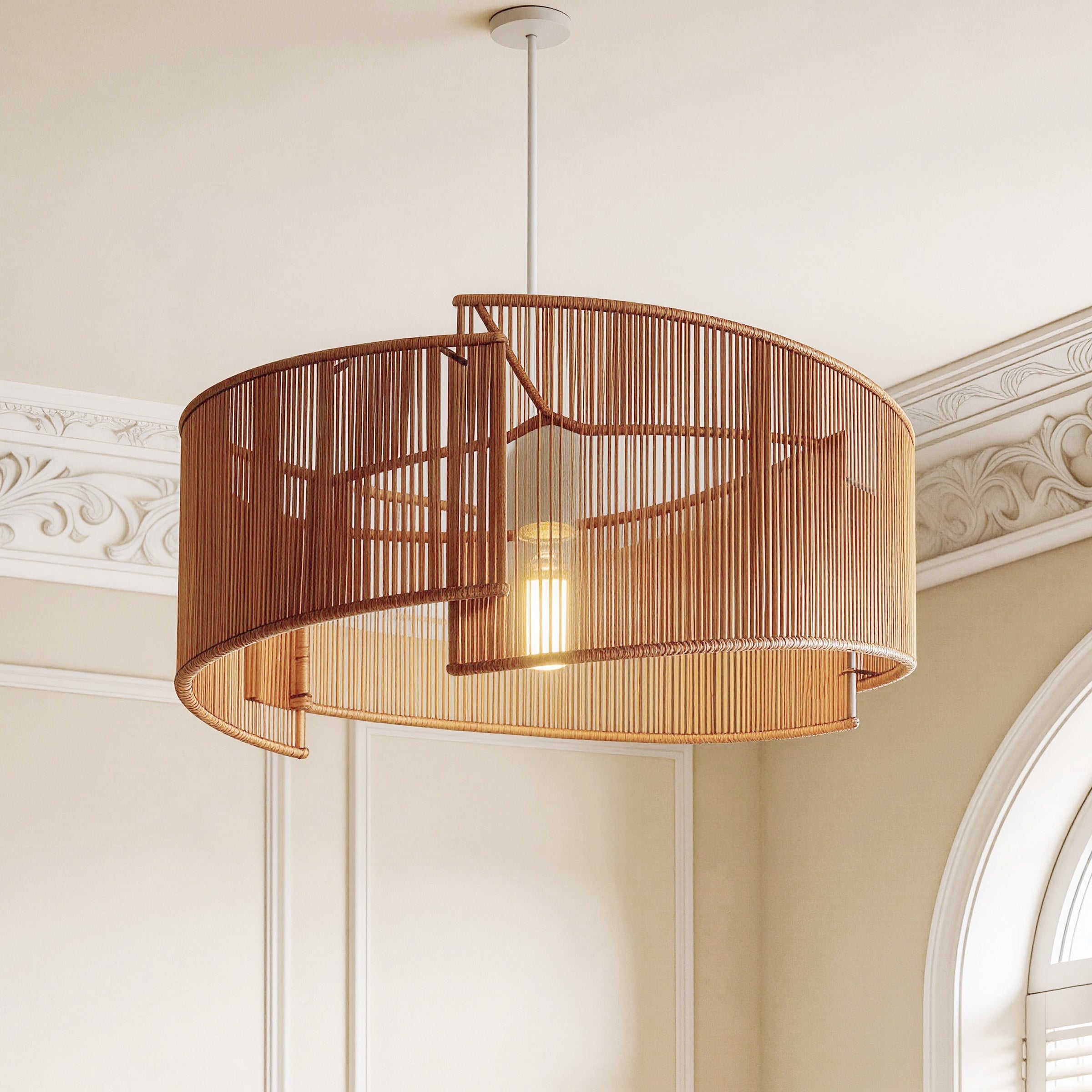 Twist  Handwoven Paper Rope Pendant Light for Cozy Living Spaces