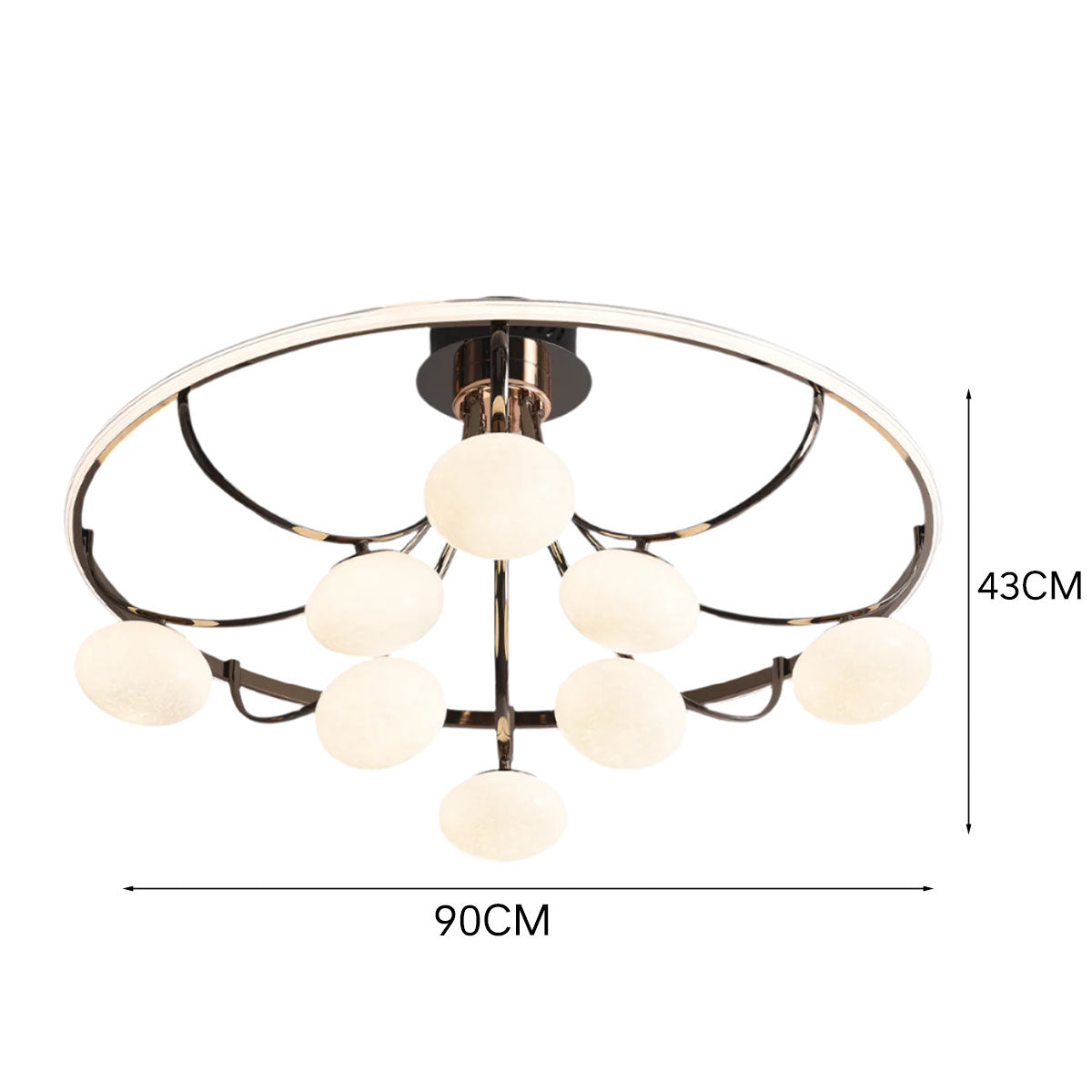 Contemporary Iron Aluminum LED Ceiling Light with Marble Glass