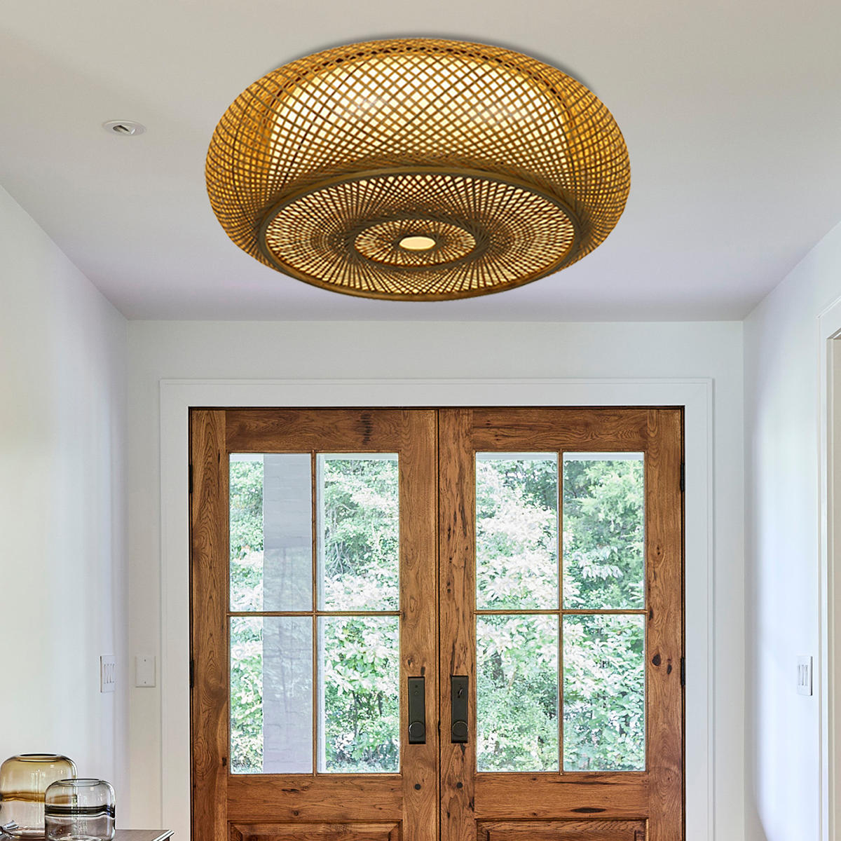 Handcrafted Zen Bamboo Weave LED Ceiling Light