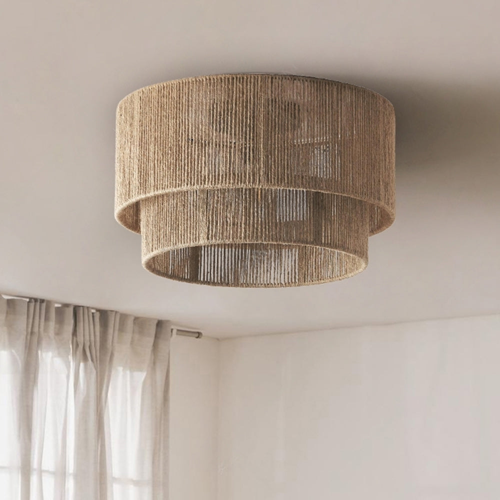 Double Tier Hemp Rope Led Pendant Light