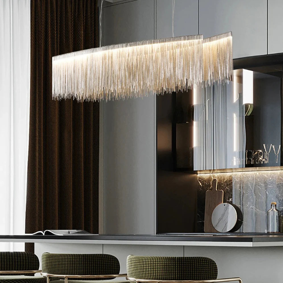 LED Modern Luxe Artistic Fringe Metal Chandelier Light