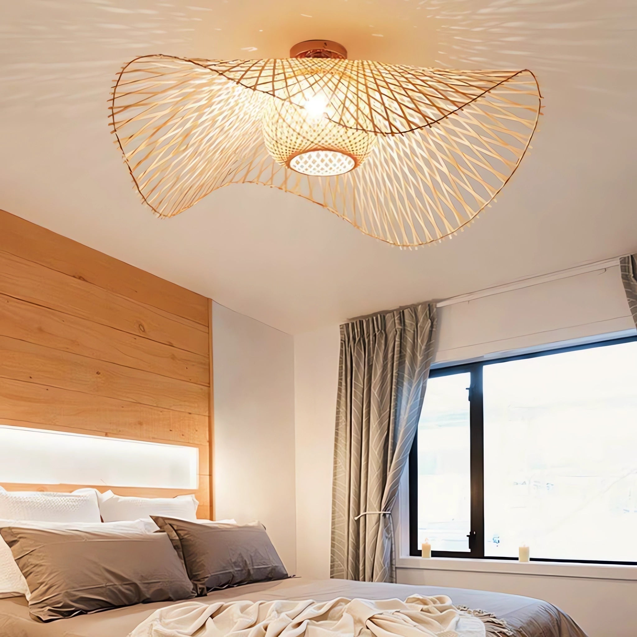 Bamboo Wave Art LED Ceiling Light