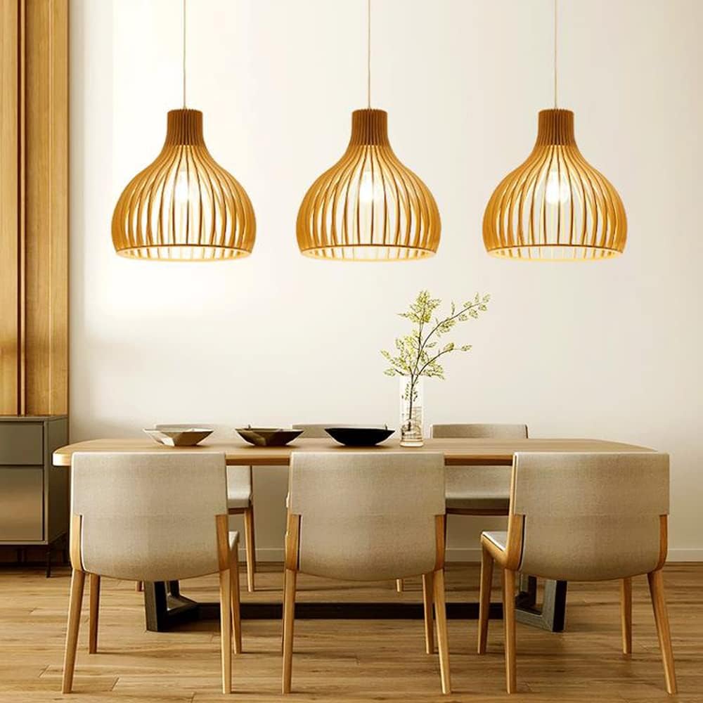 Nordic Wooden Cage Hanging Pendant Light