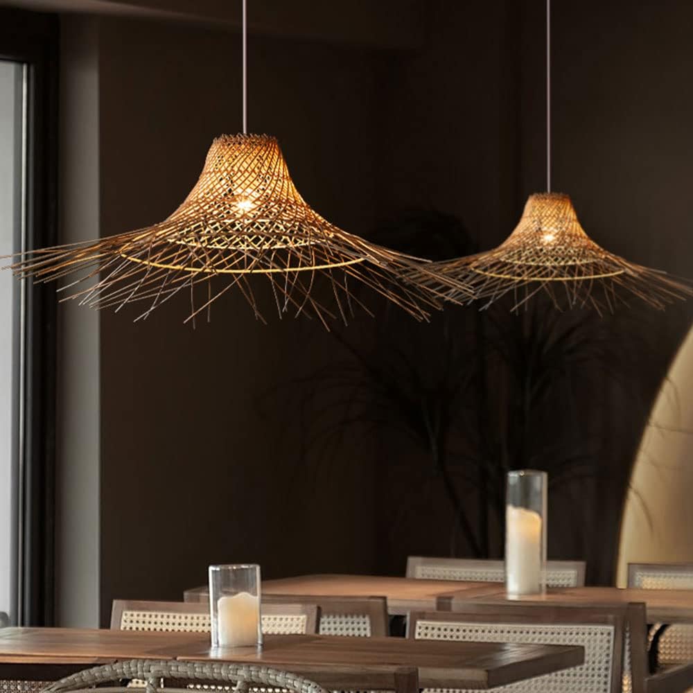 Creative Rustic Straw Hat Pendant Light Fixture