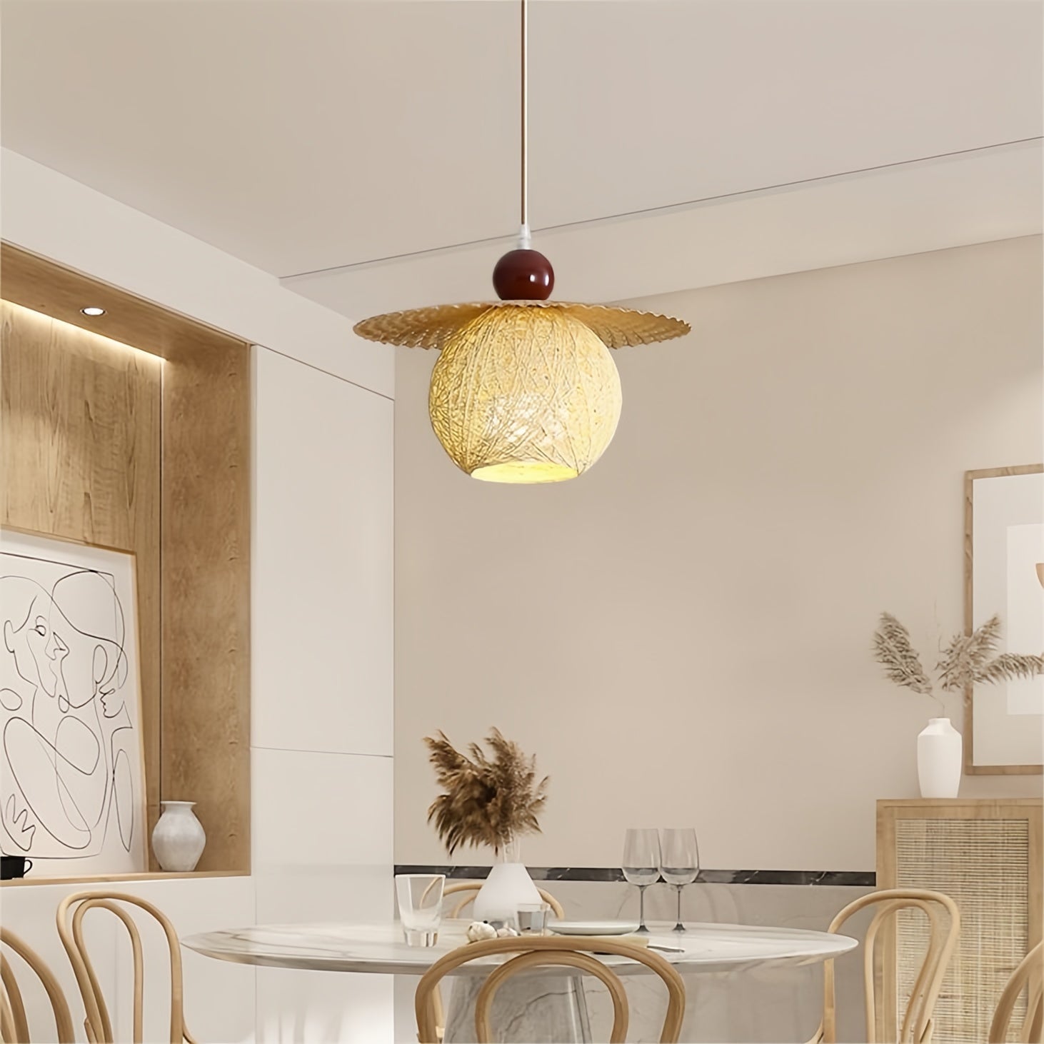 Rustic Handwoven Rattan LED Small Pendant Light