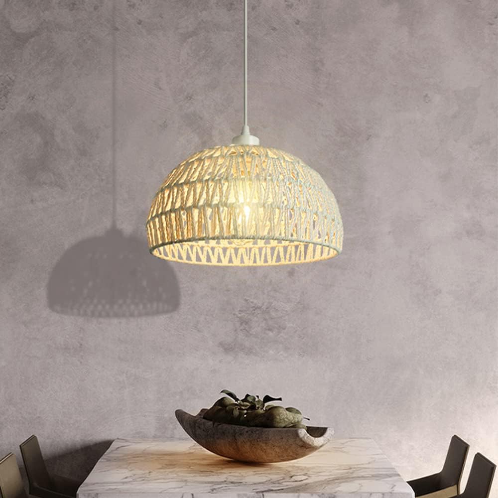 Handwoven Hemp Rope Classic Bowl Shaped Pendant Light Retro Style