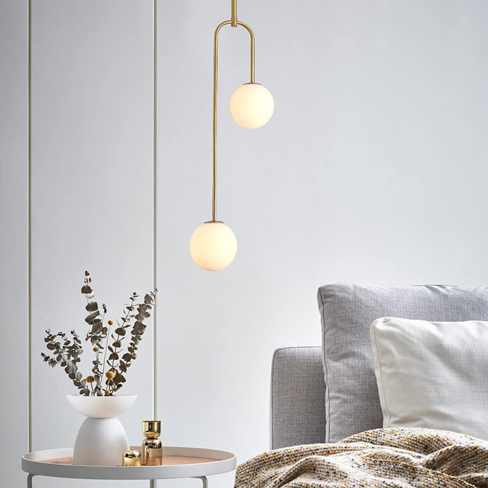 Modern 2-Light U-Shaped Glass Globe Pendant Light