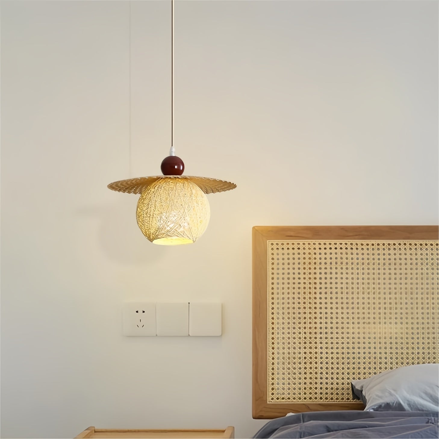 Rustic Handwoven Rattan LED Small Pendant Light