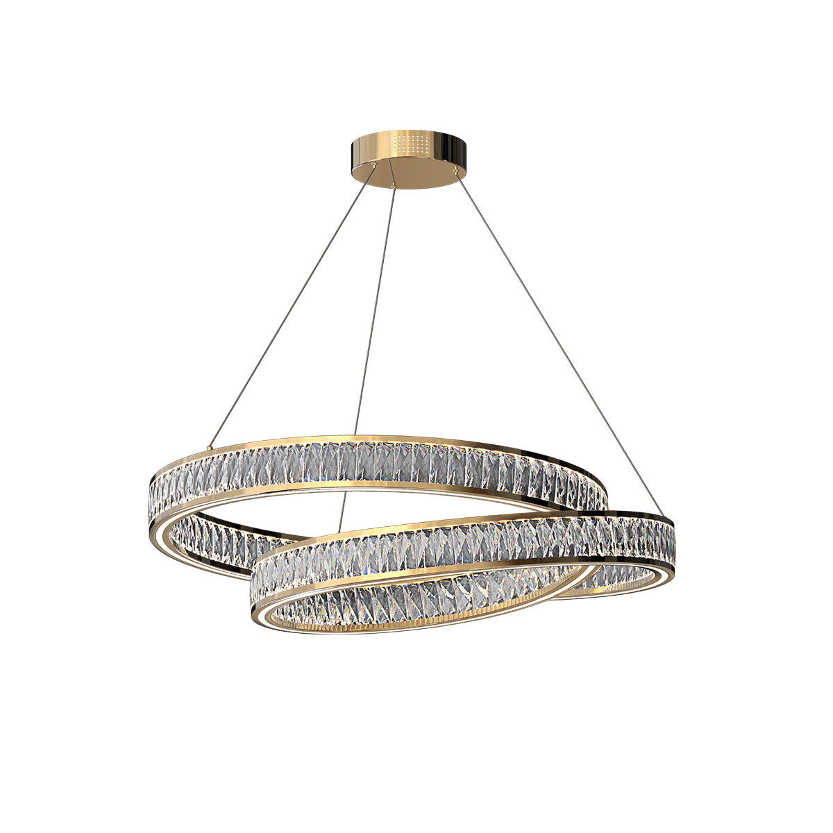 Elegant Gold Crystal Swirl Pendant Light