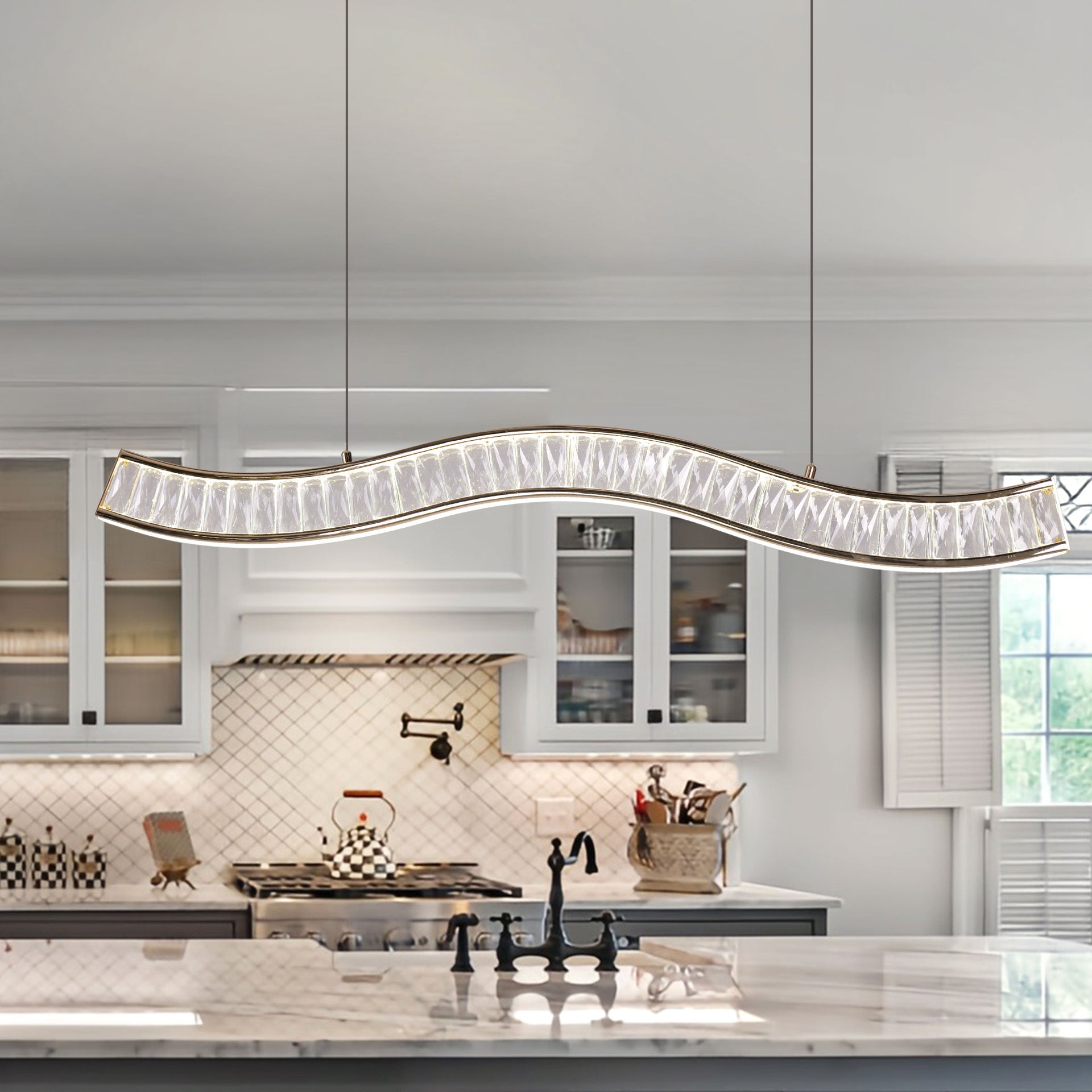 Wave Crystal LED Pendant Light Modern Interiors