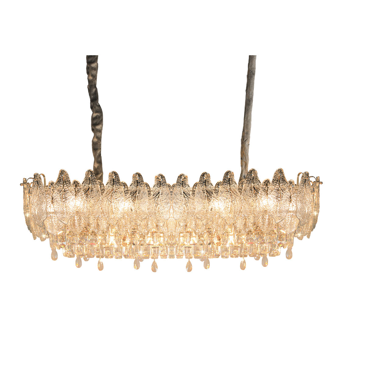 Champagne Gold Crystal Leaf Chandelier