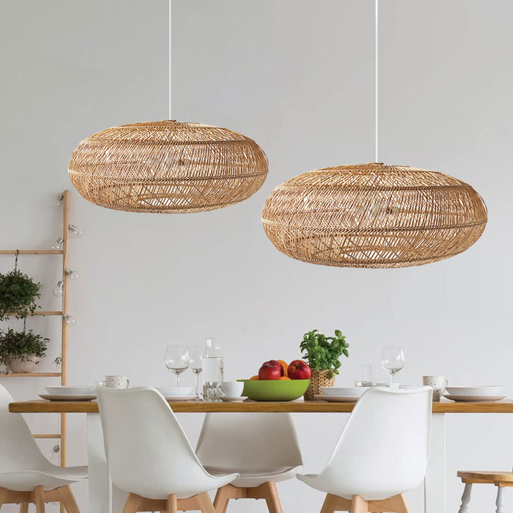 Rustic Elegance Rattan Hanging Pendant Light