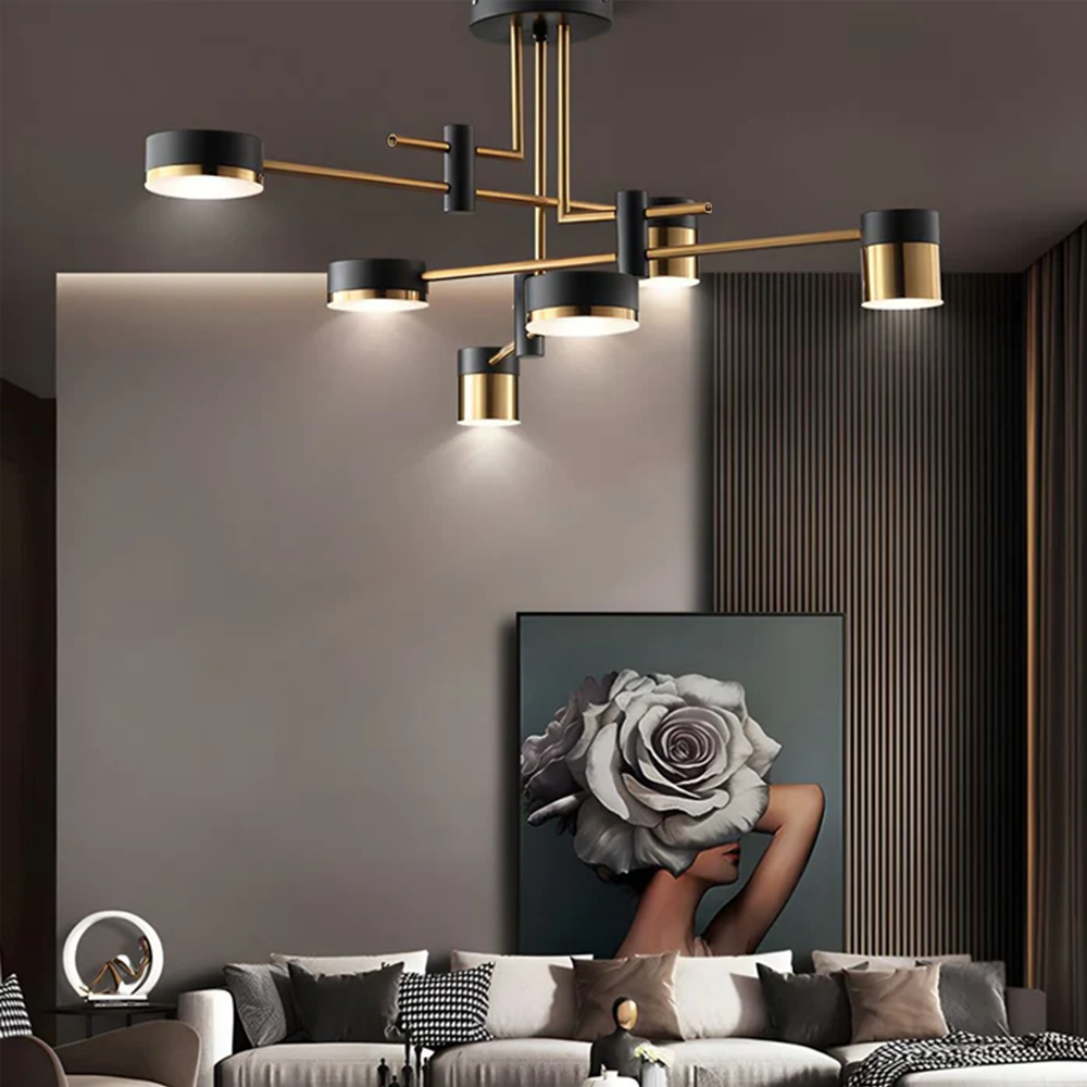 Metal Black And Gold Ceiling Light with LED Bulbs