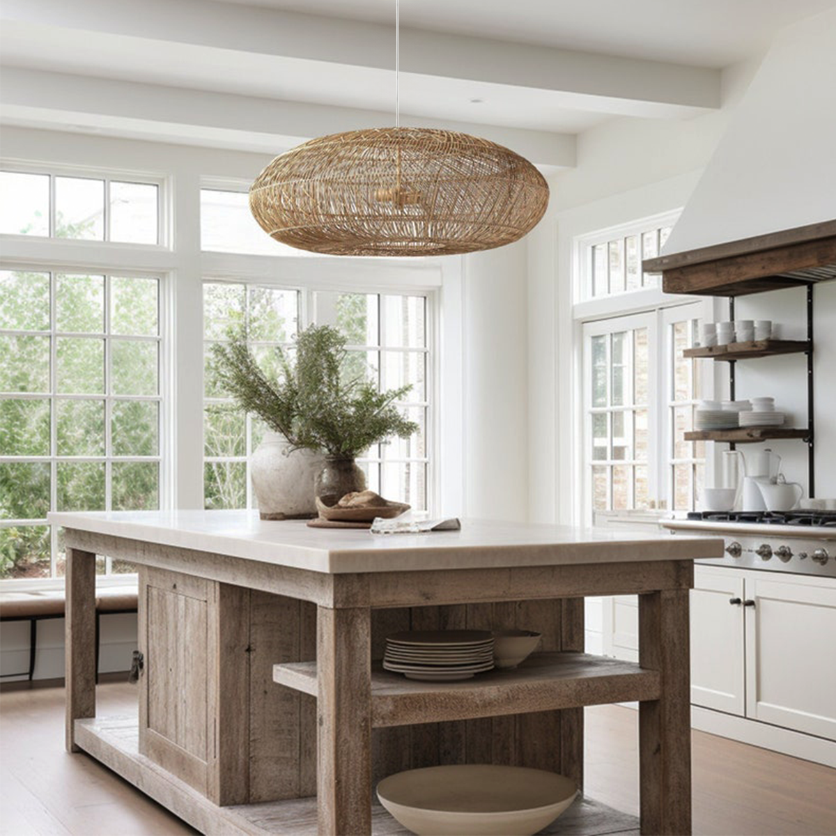 Rustic Elegance Rattan Hanging Pendant Light