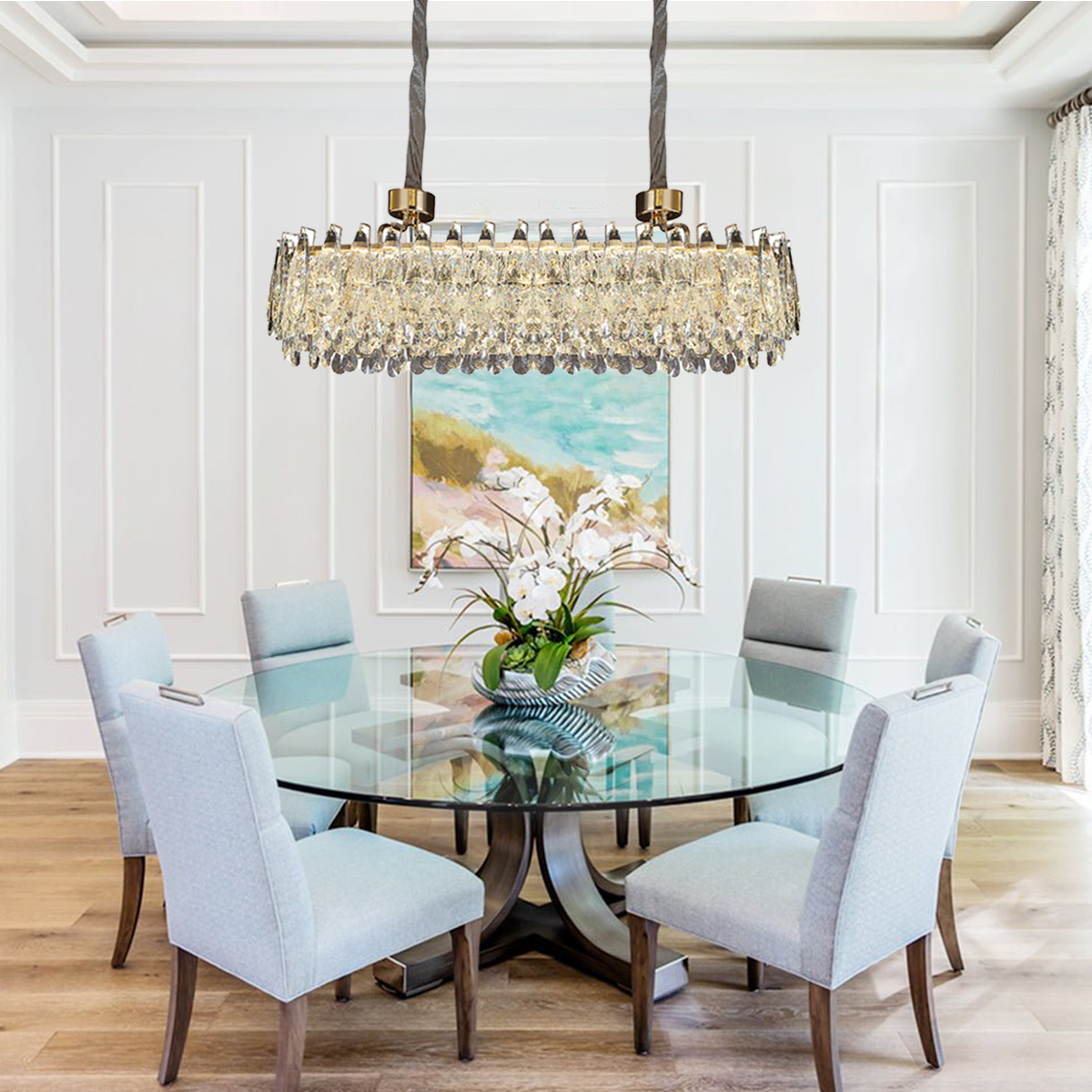 Modern Luxury Crystal Dimmable Dining Pendant Light